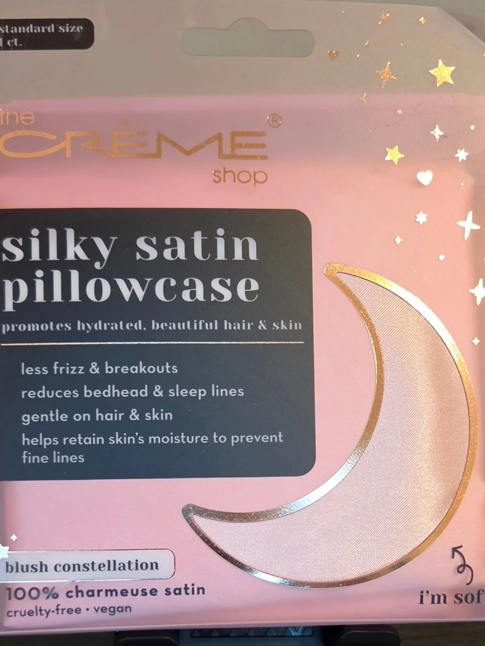🕯The Crème Shop Silky Satin Pillowcase Blush Constellation Standard New